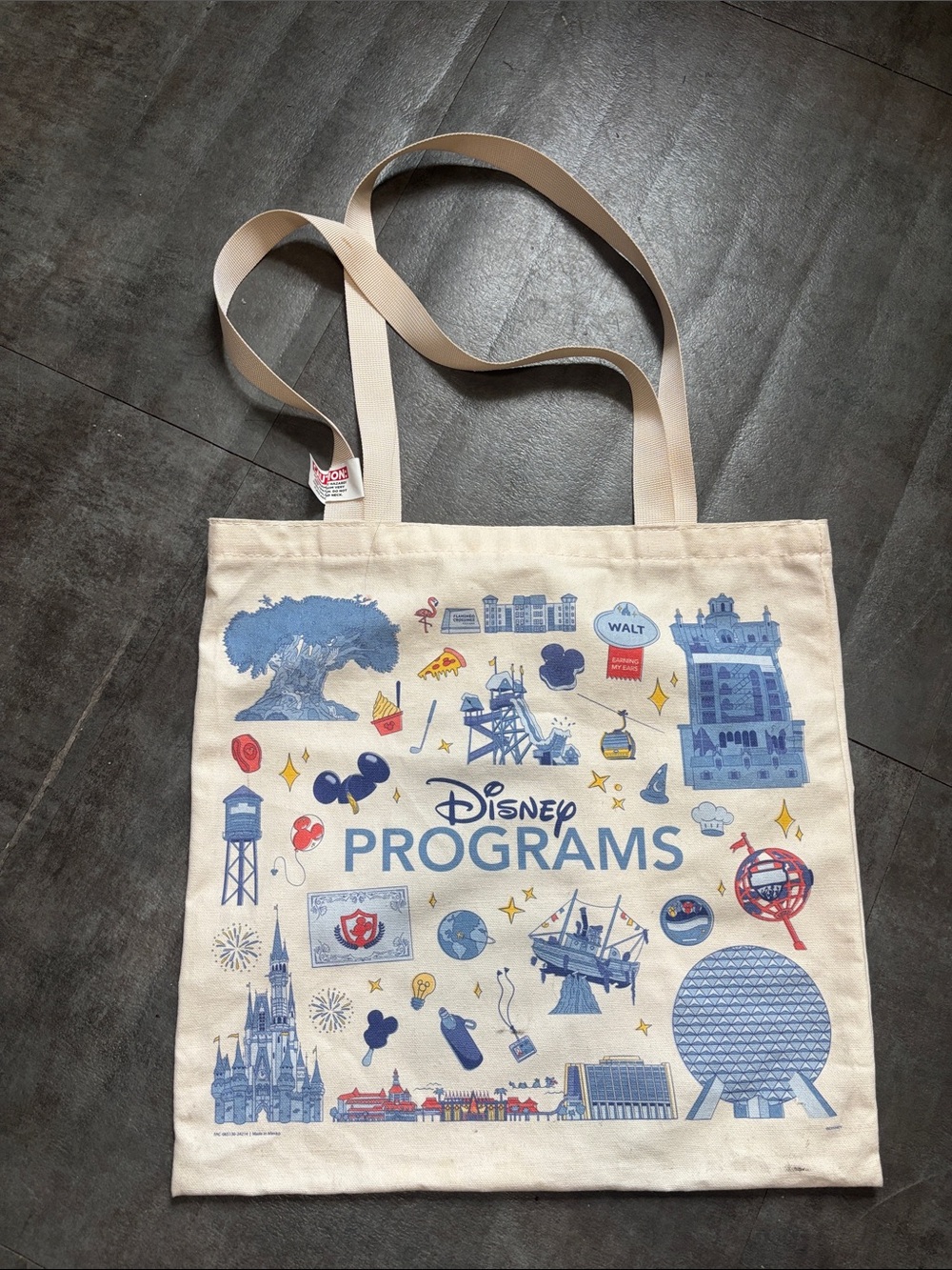 Disney Programs Canvas Tote - Cream with Blue & Red Artwork